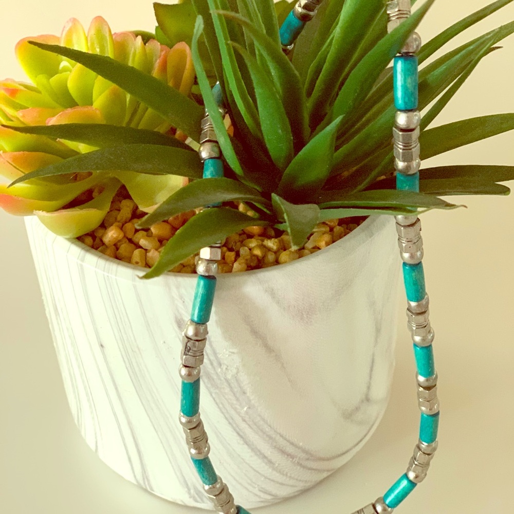 Vintage Boho Turquoise and Silver Necklace